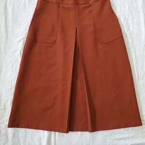 Forever 21 Rust Orange Midi Skirt with Center Front Pleat